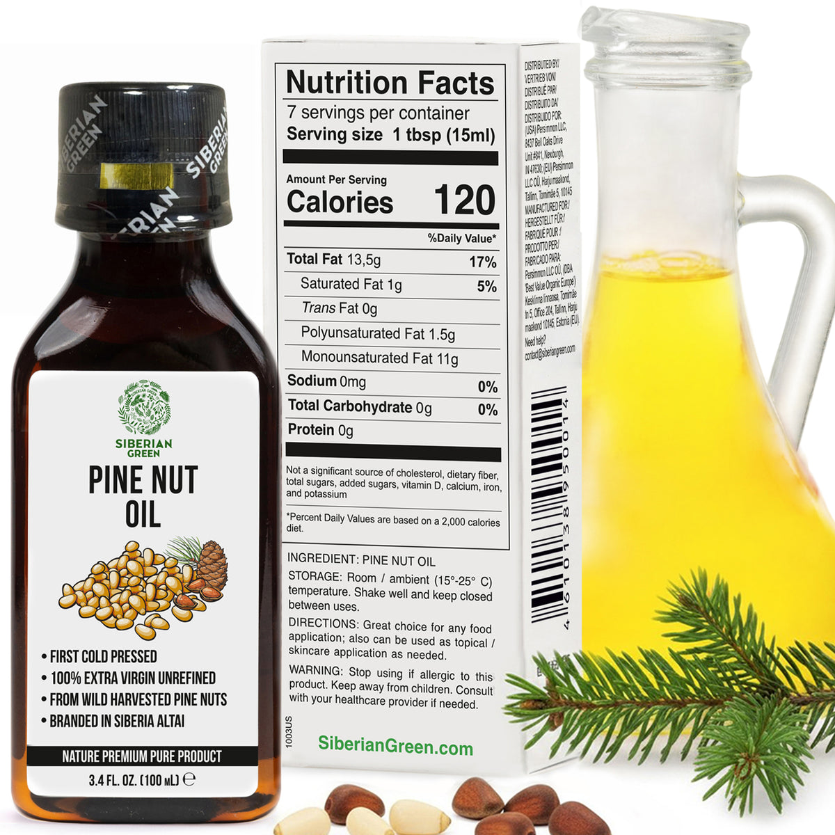 Siberian Pine Nut Oil | 100% Pure Unfiltered Extra Virgin Cold Pressed 100ml