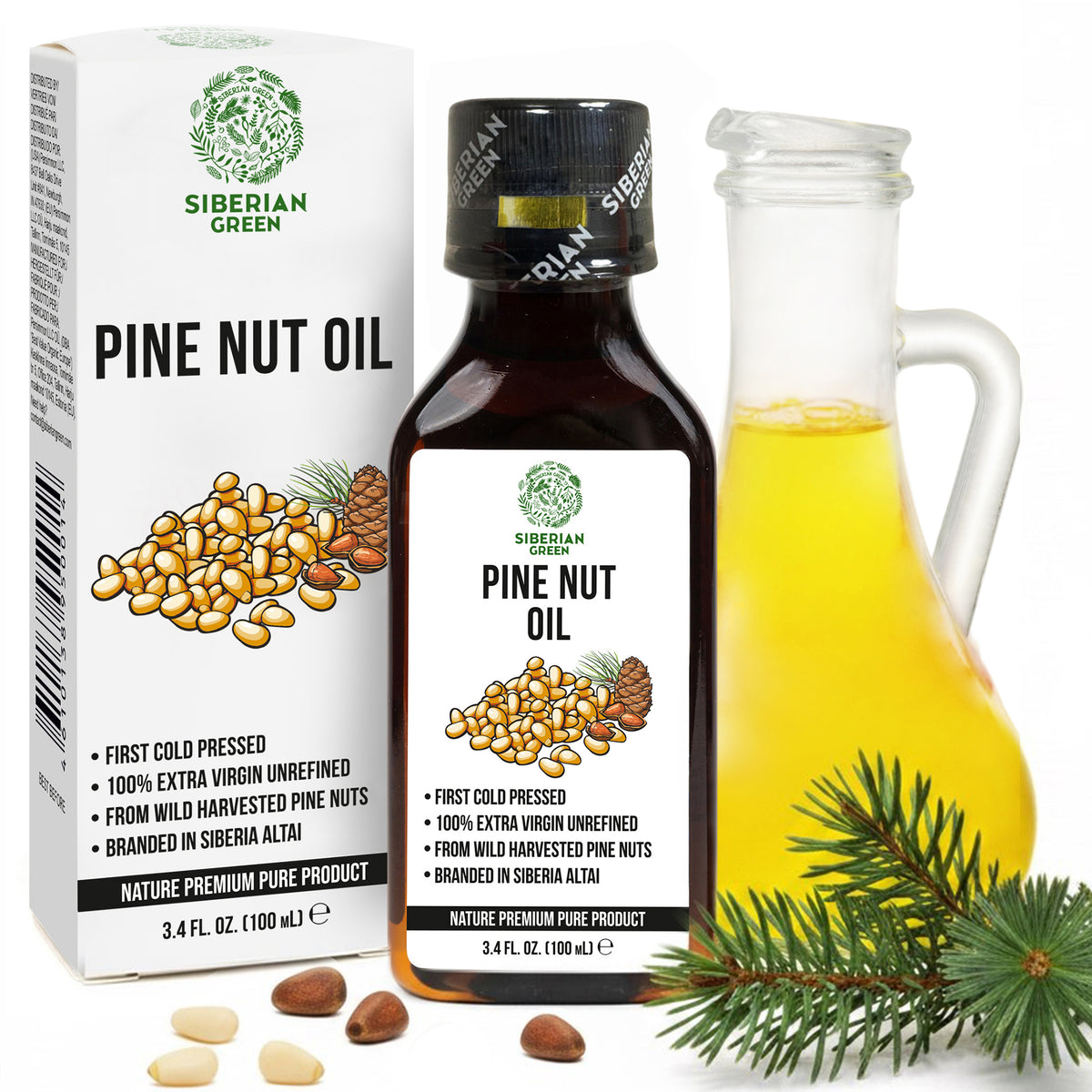 Siberian Pine Nut Oil | 100% Pure Unfiltered Extra Virgin Cold Pressed 100ml