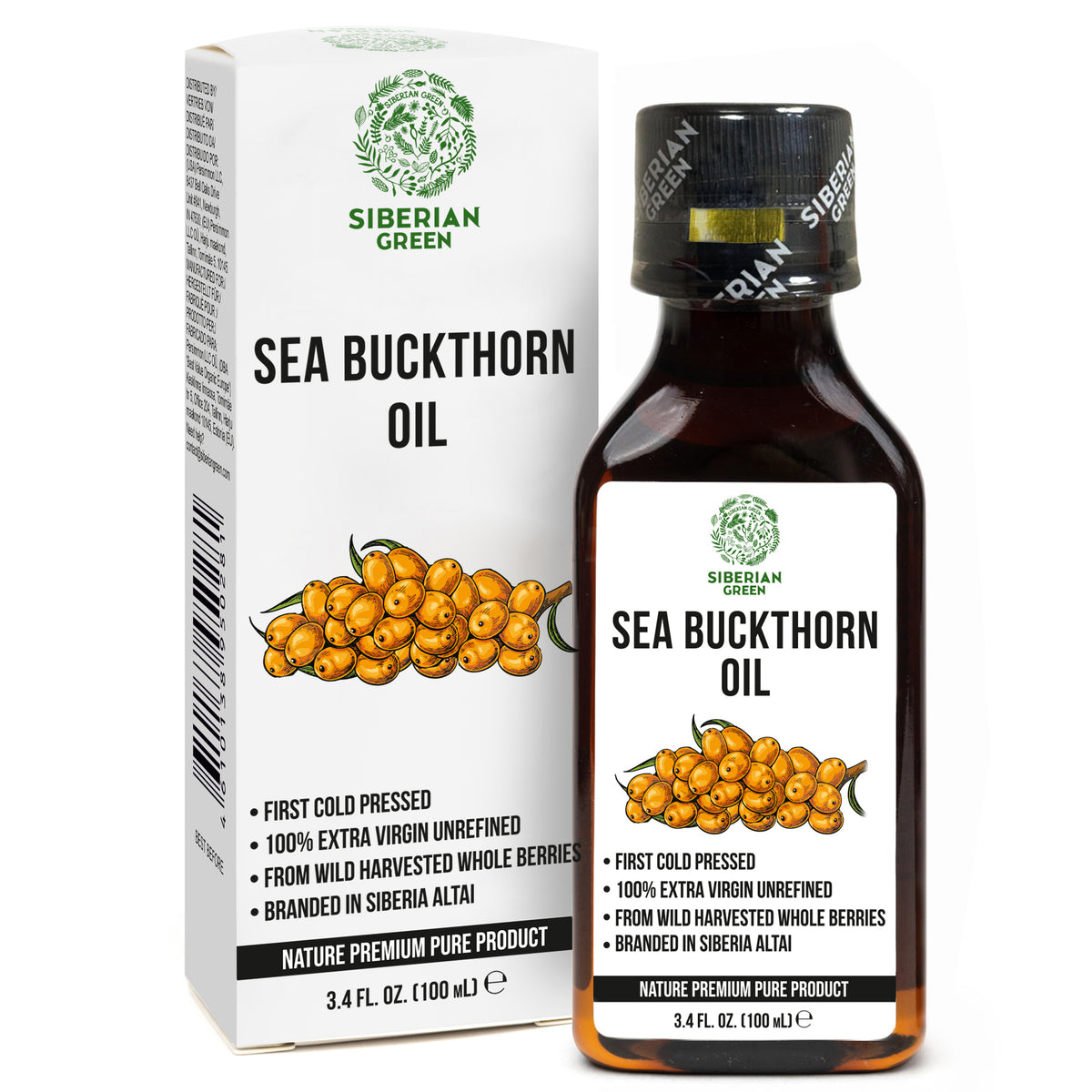 100% Pure Sea Buckthorn Oil - Extra Virgin Organic Oil, Cold Pressed