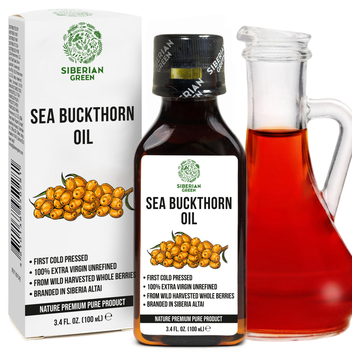 100% Pure Sea Buckthorn Oil - Extra Virgin Organic Oil, Cold Pressed