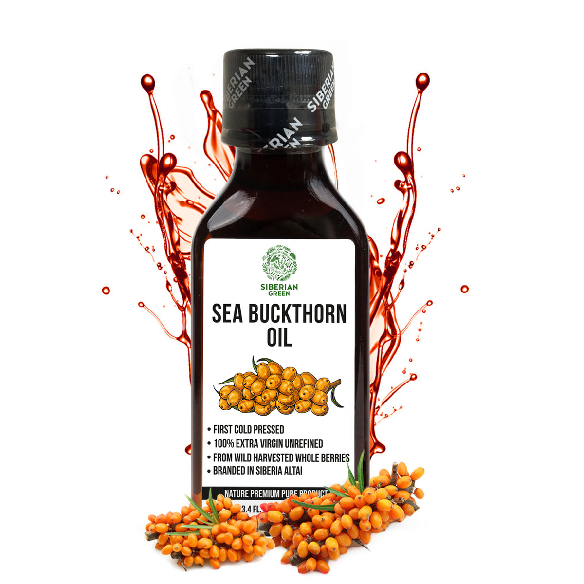 100% Pure Sea Buckthorn Oil - Extra Virgin Organic Oil, Cold Pressed