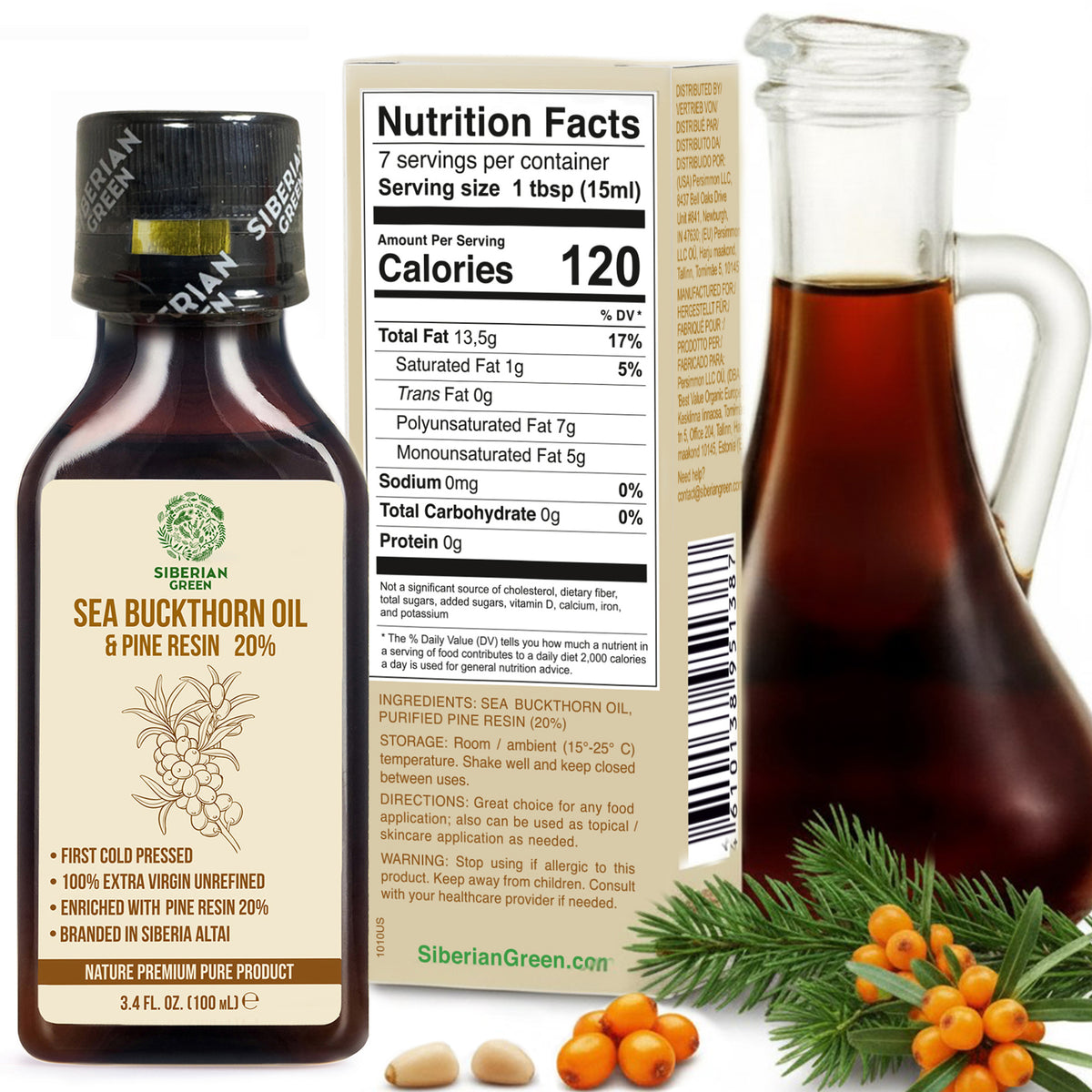 Siberian Sea Buckthorn Oil with Pine Resin – 100ml
