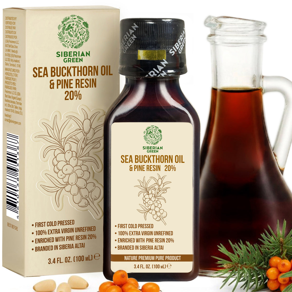 Siberian Sea Buckthorn Oil with Pine Resin – 100ml