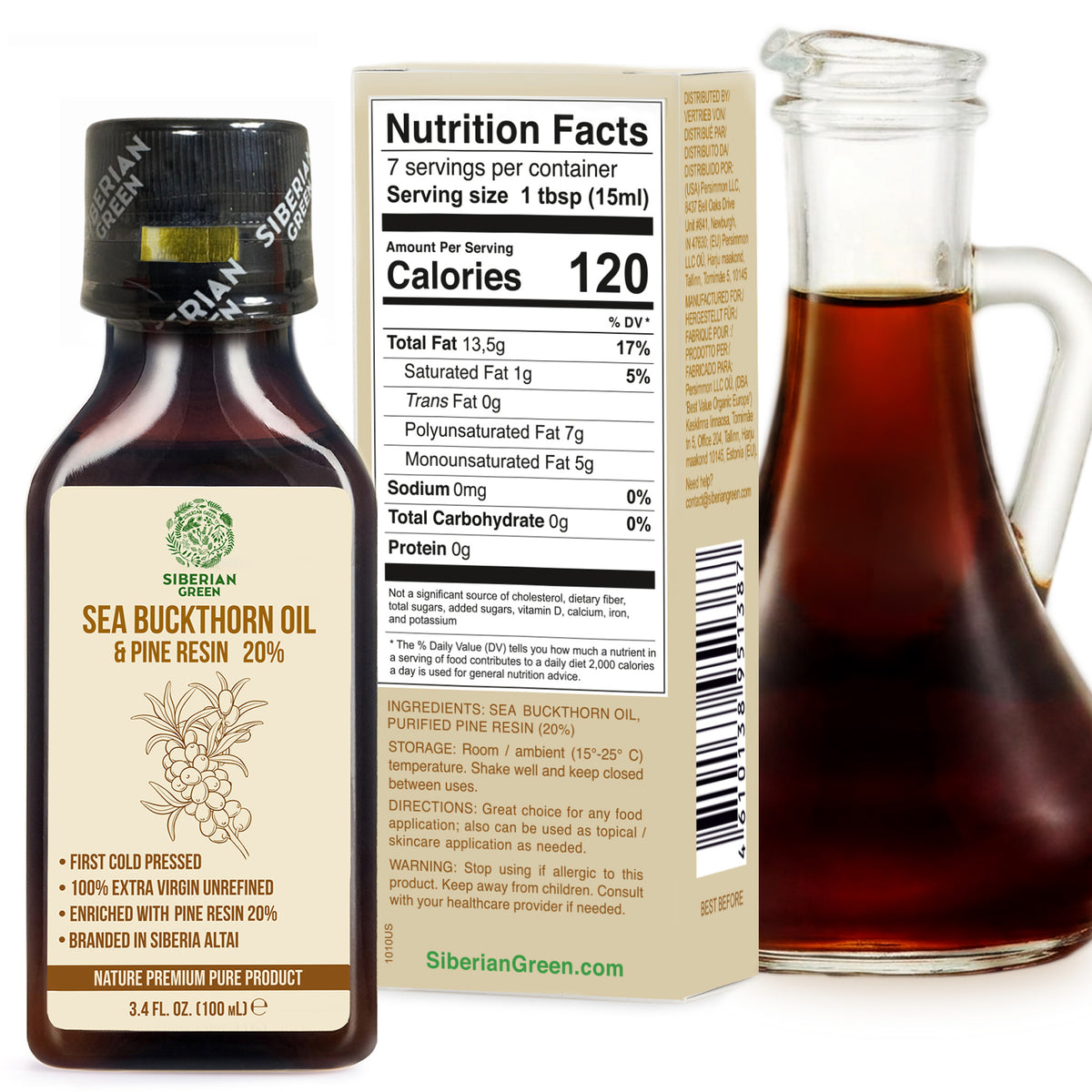 Siberian Sea Buckthorn Oil with Pine Resin – 100ml