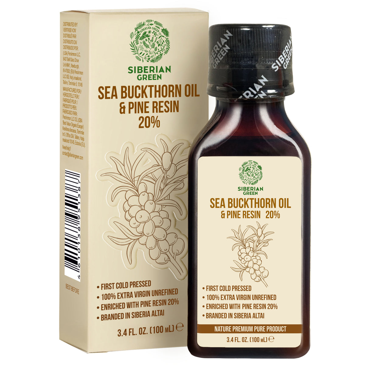 Siberian Sea Buckthorn Oil with Pine Resin – 100ml