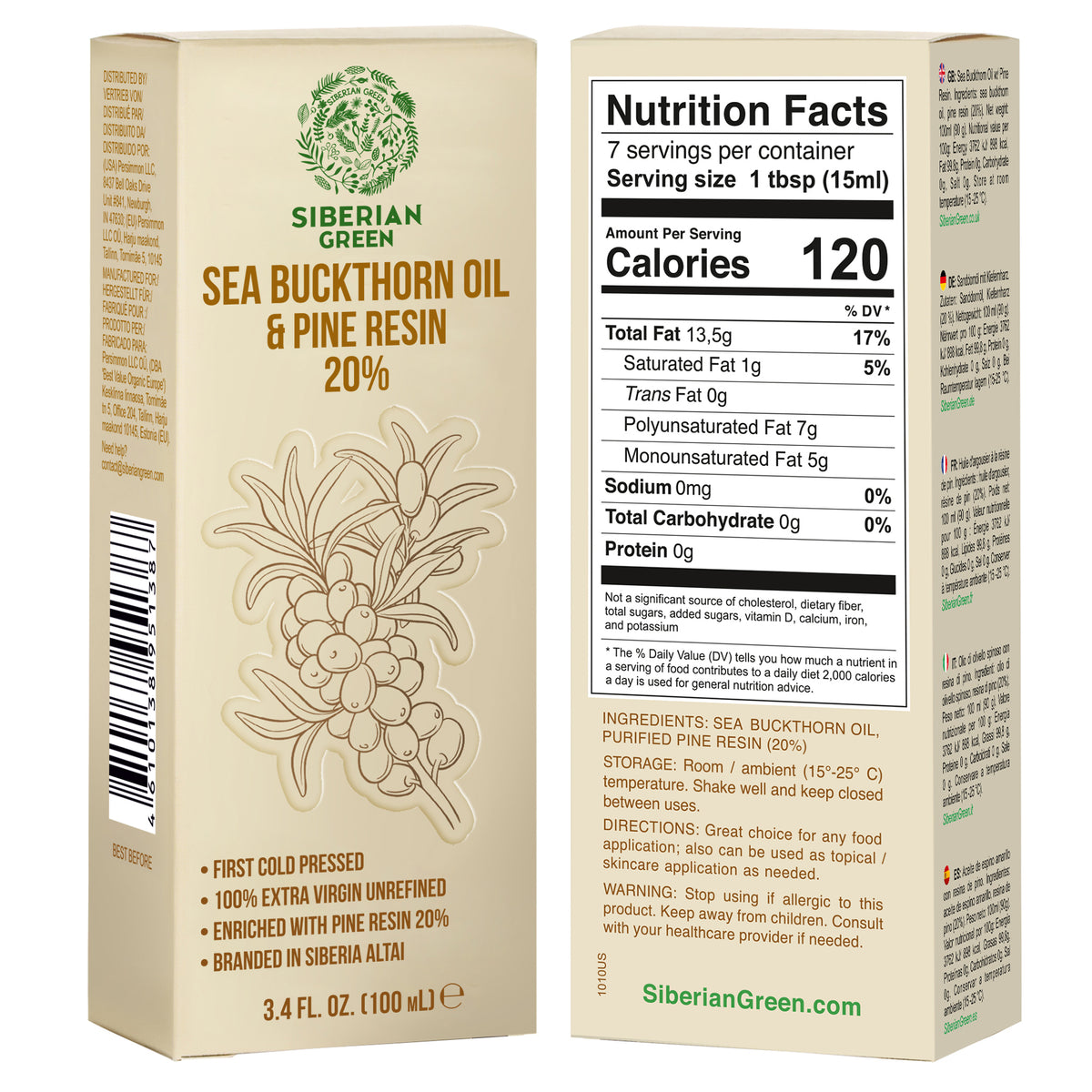 Siberian Sea Buckthorn Oil with Pine Resin – 100ml