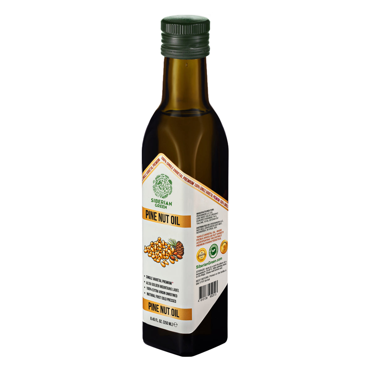 Siberian Green Pine Nut Oil – 250ml Cold Pressed (Extra Virgin, Glass Bottle)
