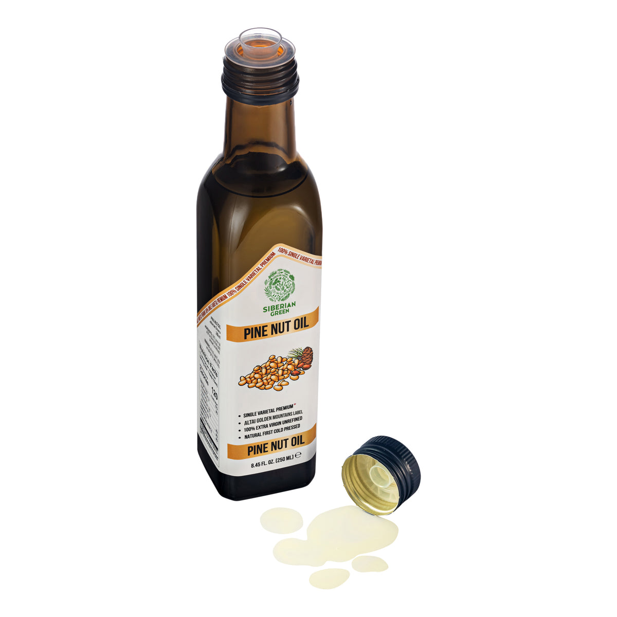 Siberian Green Pine Nut Oil – 250ml Cold Pressed (Extra Virgin, Glass Bottle)