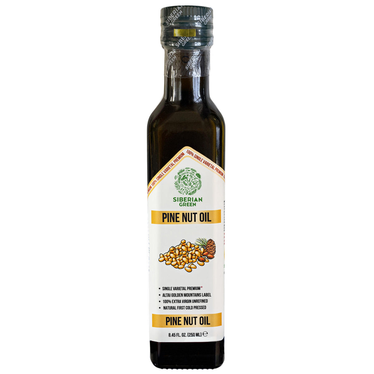 Siberian Green Pine Nut Oil – 250ml Cold Pressed (Extra Virgin, Glass Bottle)
