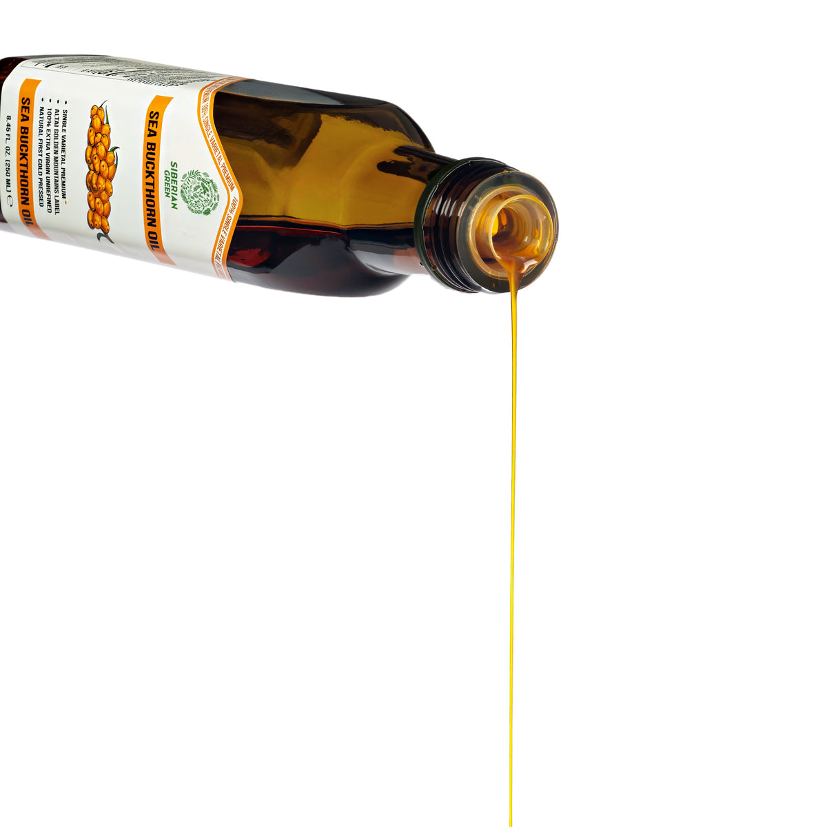 Siberian Green Sea Buckthorn Oil – 250 ml Extra Virgin (Glass Bottle)