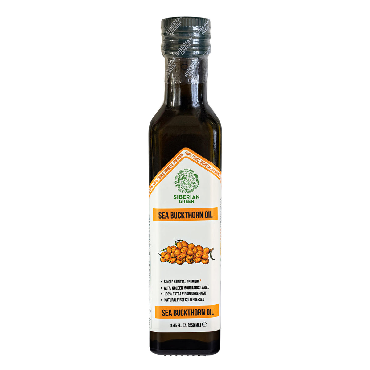 Siberian Green Sea Buckthorn Oil – 250 ml Extra Virgin (Glass Bottle)