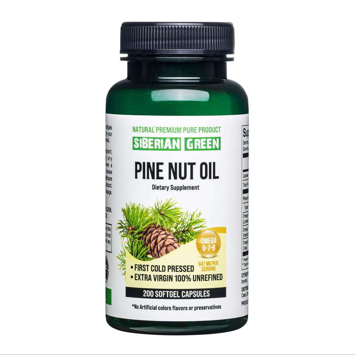 Siberian Pine Nut Oil Soft Gel Capsules - 200 Softgels for Better Overall Wellness