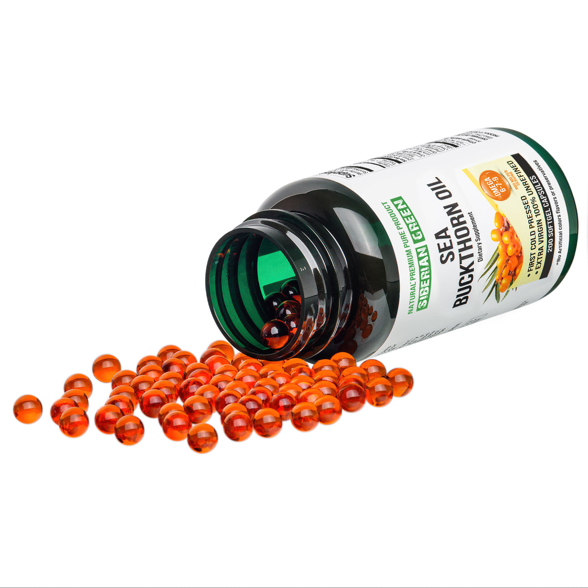 Omega 7 Sea Buckthorn Oil Capsules - 100% Pure &amp; Cold-Pressed