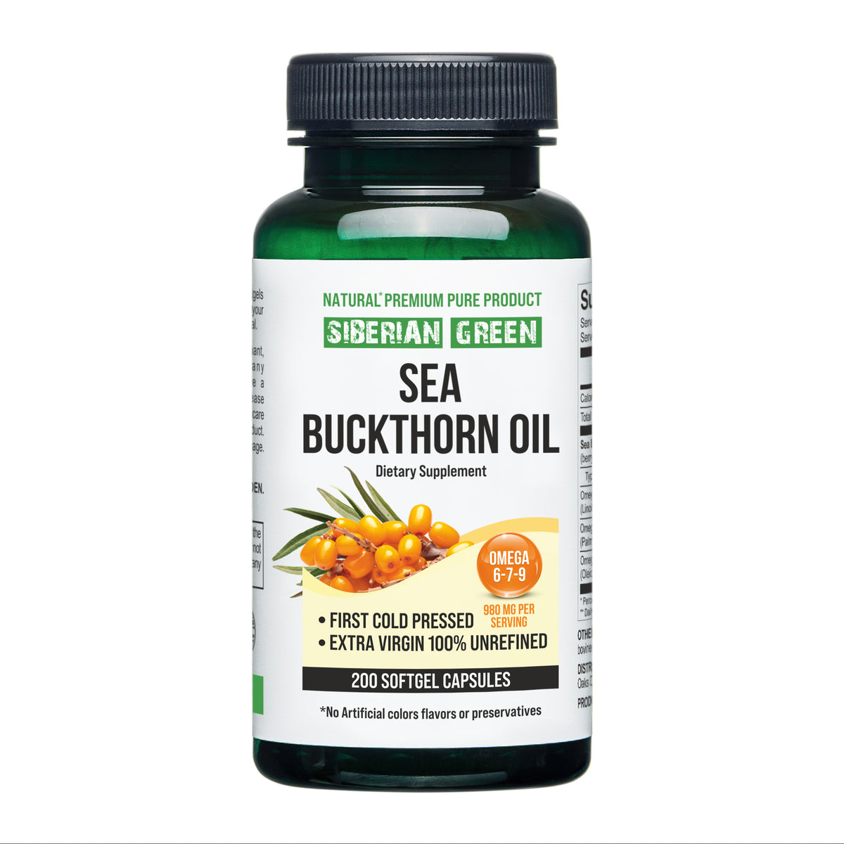Omega 7 Sea Buckthorn Oil Capsules - 100% Pure &amp; Cold-Pressed