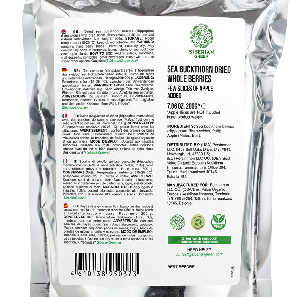 Siberian Sea Buckthorn Dried Berries with Apple Slices - 200g
