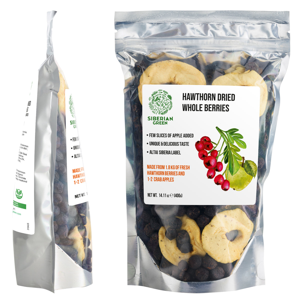 Whole Red Hawthorn Dried Berries 400g (14.11oz) Wild Harvested Crataegus Sanguinea from Altai