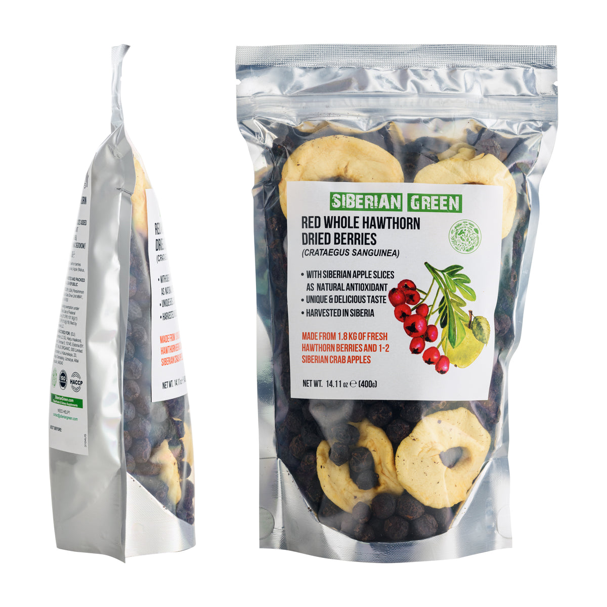 Whole Red Hawthorn Dried Berries 400g (14.11oz) Wild Harvested Crataegus Sanguinea from Altai