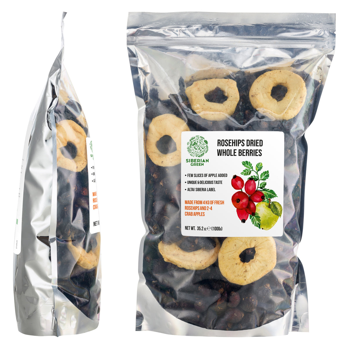 Siberian Dried Rose Hips with Apple Slices – 1kg Herbal Tea Blend