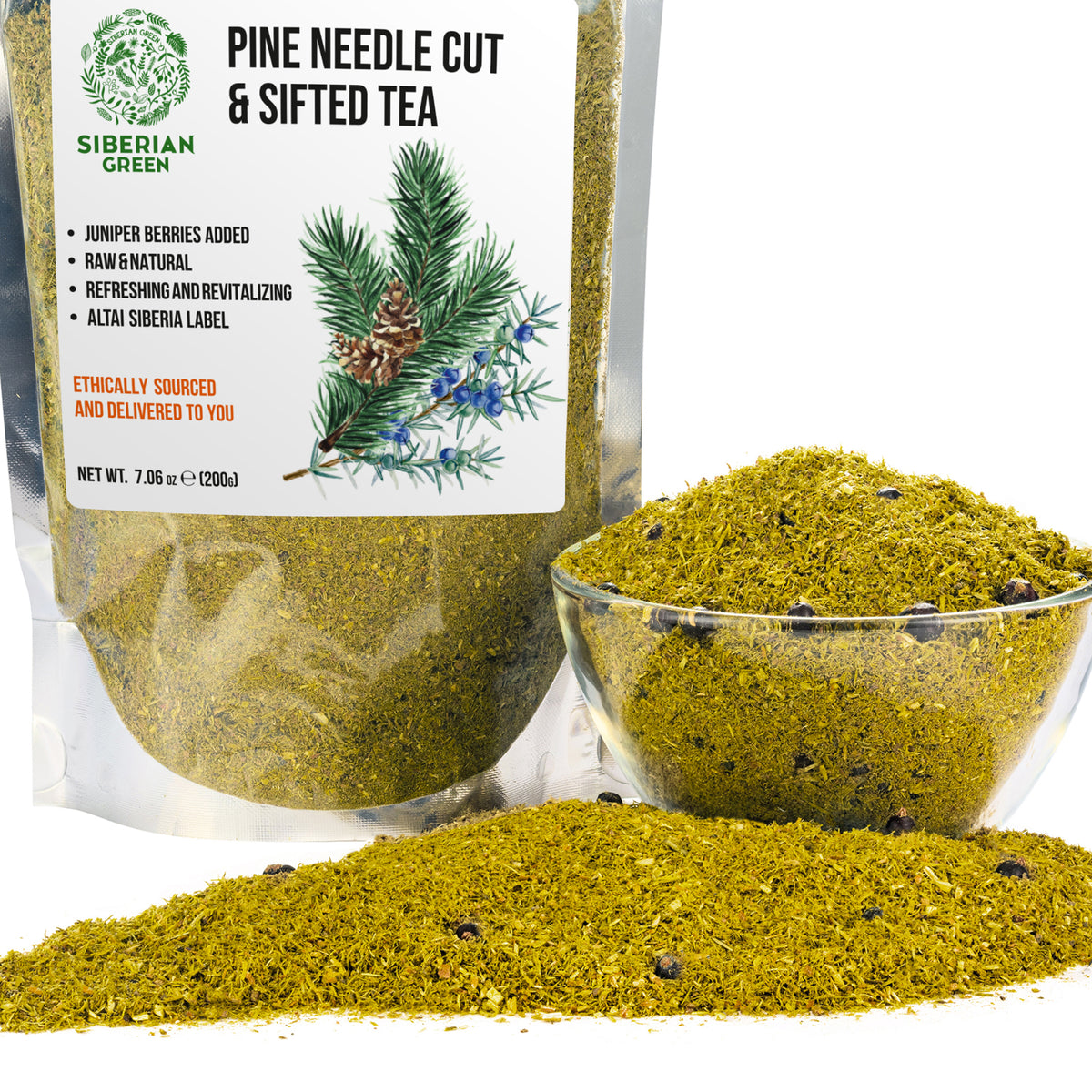 Siberian Pine Needle & Juniper Berry Powder – 220g Herbal Tea Blend
