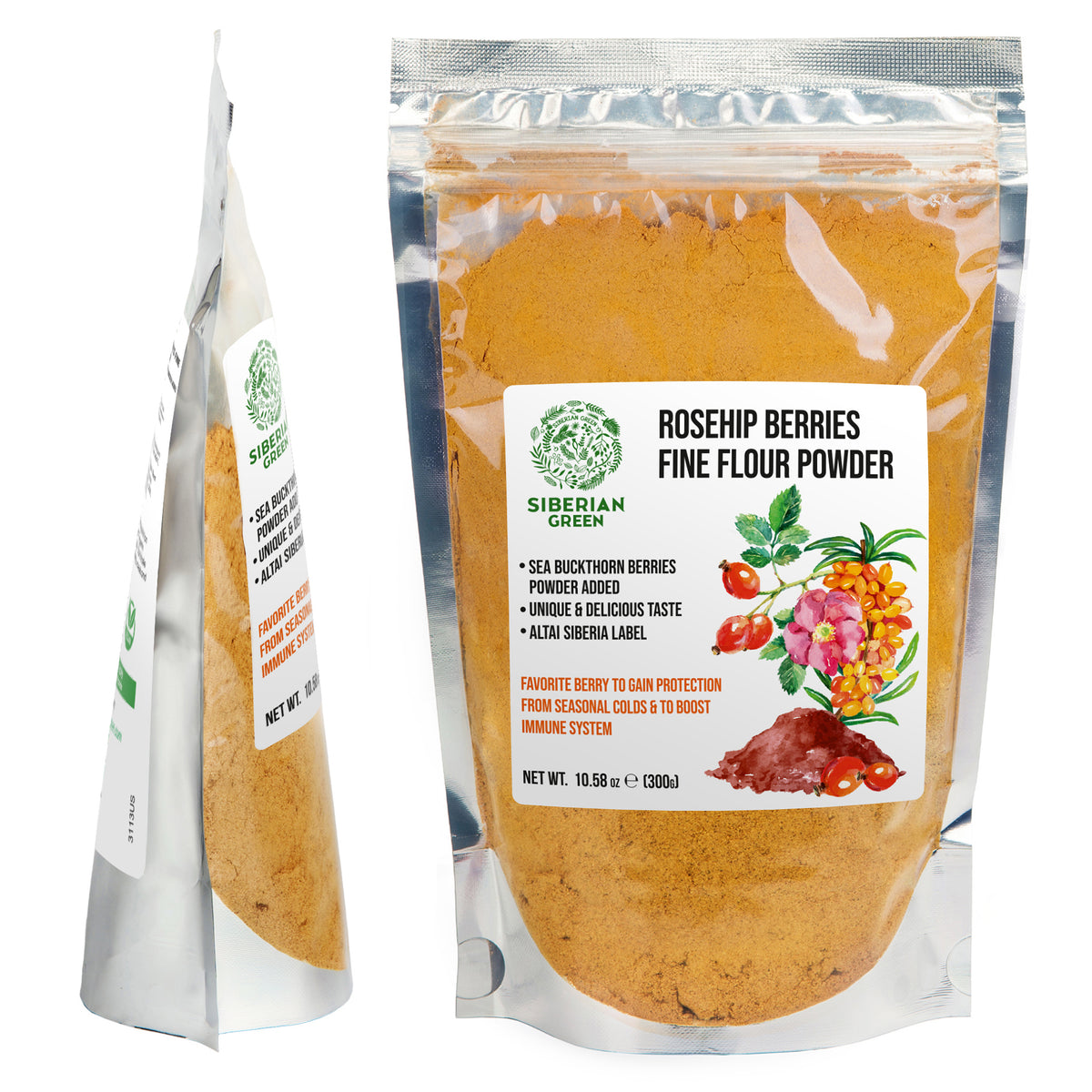 Ground Siberian Rose Hips & Sea Buckthorn Powder 300g (10.58 oz) – Nutrient-Rich Superfood Blend
