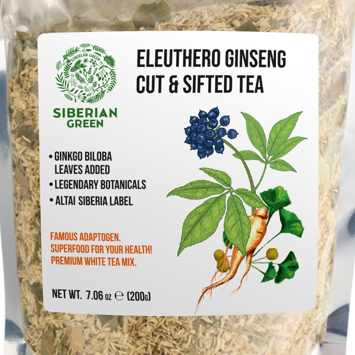 Siberian Ginseng & Ginkgo Biloba Powder – 200g Wild-Harvested Adaptogenic Blend