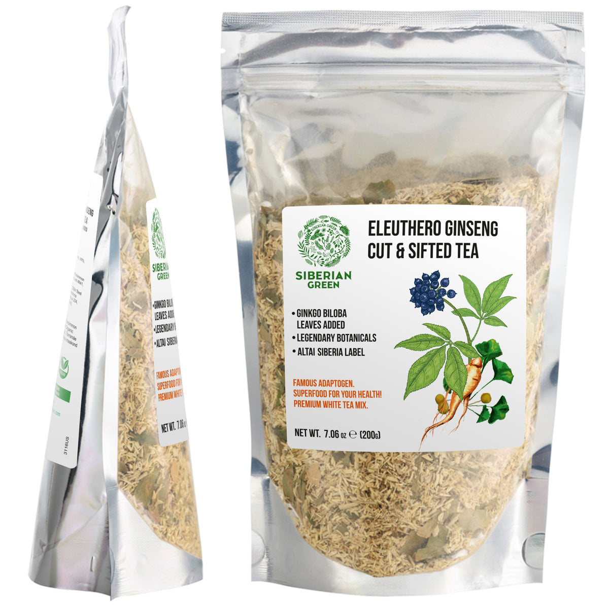 Siberian Ginseng & Ginkgo Biloba Powder – 200g Wild-Harvested Adaptogenic Blend