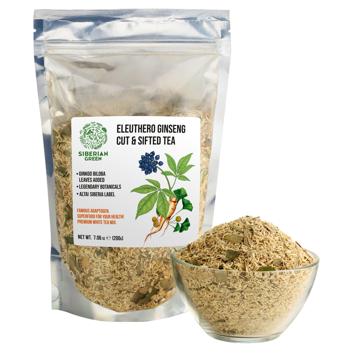 Siberian Ginseng & Ginkgo Biloba Powder – 200g Wild-Harvested Adaptogenic Blend