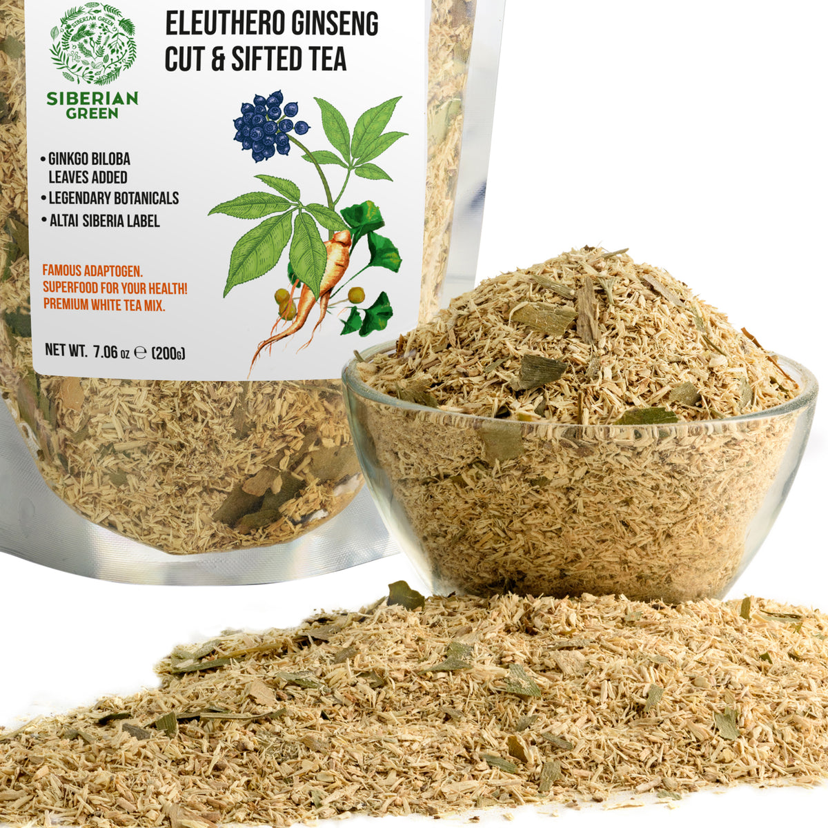 Siberian Ginseng & Ginkgo Biloba Powder – 200g Wild-Harvested Adaptogenic Blend