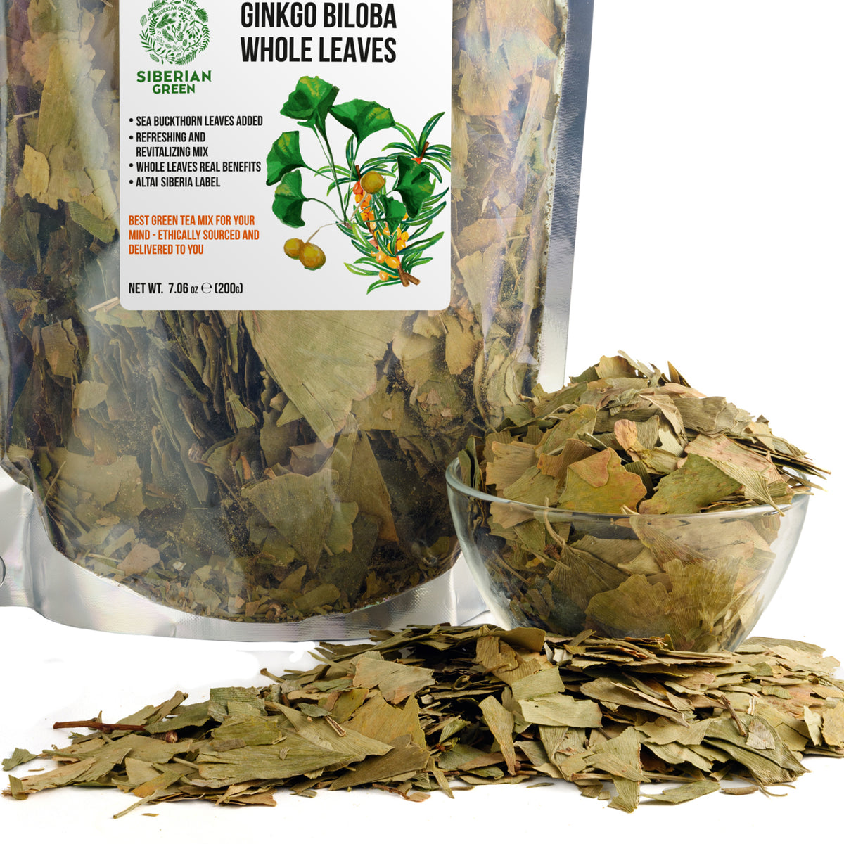 Ginkgo Biloba Sea Buckthorn Leaves Tea - 200g - Wild Collected Herbal Mixture