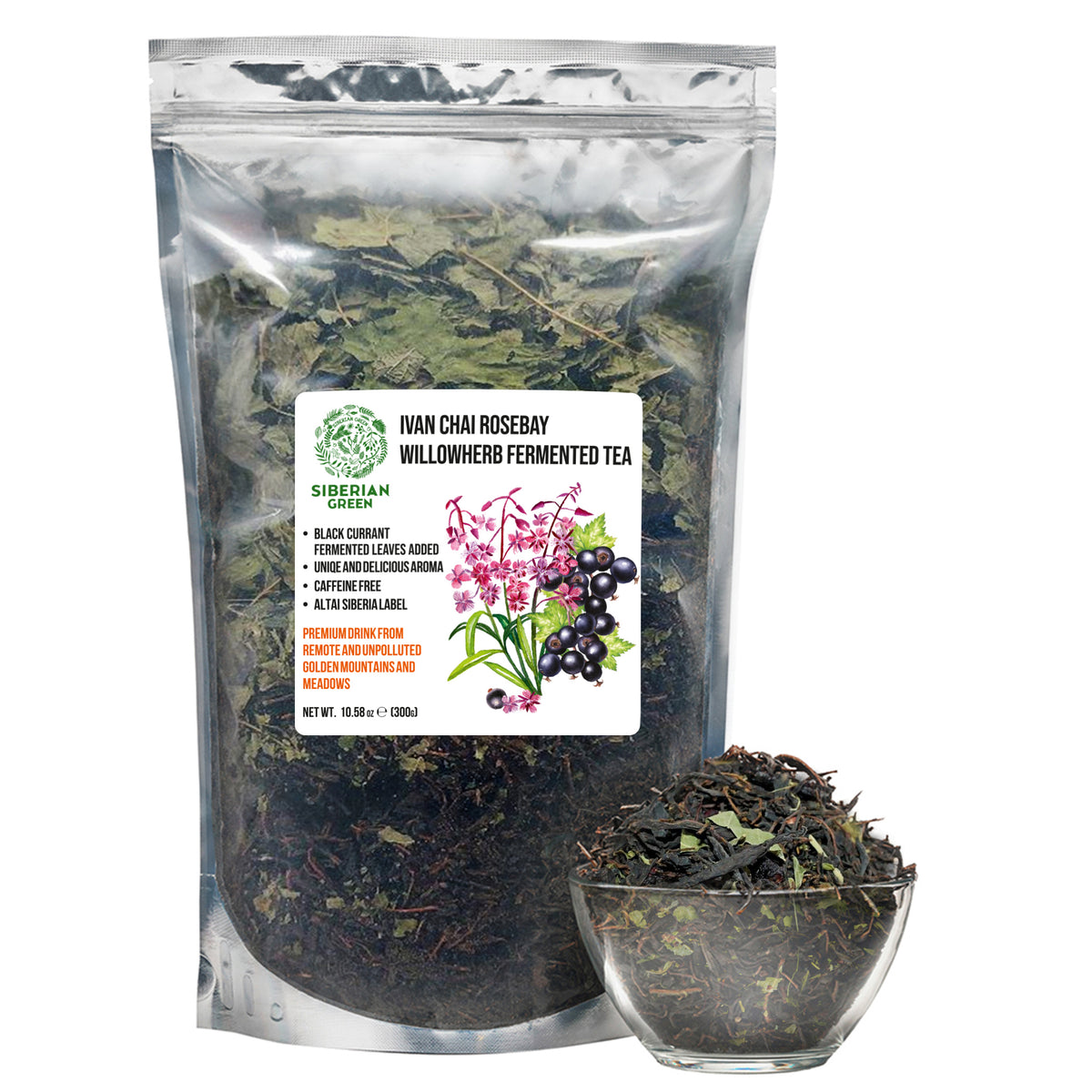 Ivan Chai Herbal Tea Black Currant Leaves - 300g Loose Leaf Mixture
