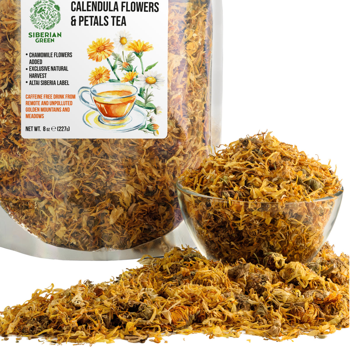 Siberian Green Calendula & Chamomile Flowers Tea - 227g (8 oz)