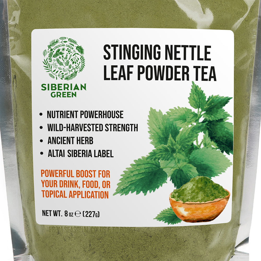 Siberian Green Stinging Nettle Leaf Powder Tea (Urtica dioica) – 8 oz (227 g) Vegan Herbal Powder, Non-GMO Green Superfood Drinks and Daily Wellness