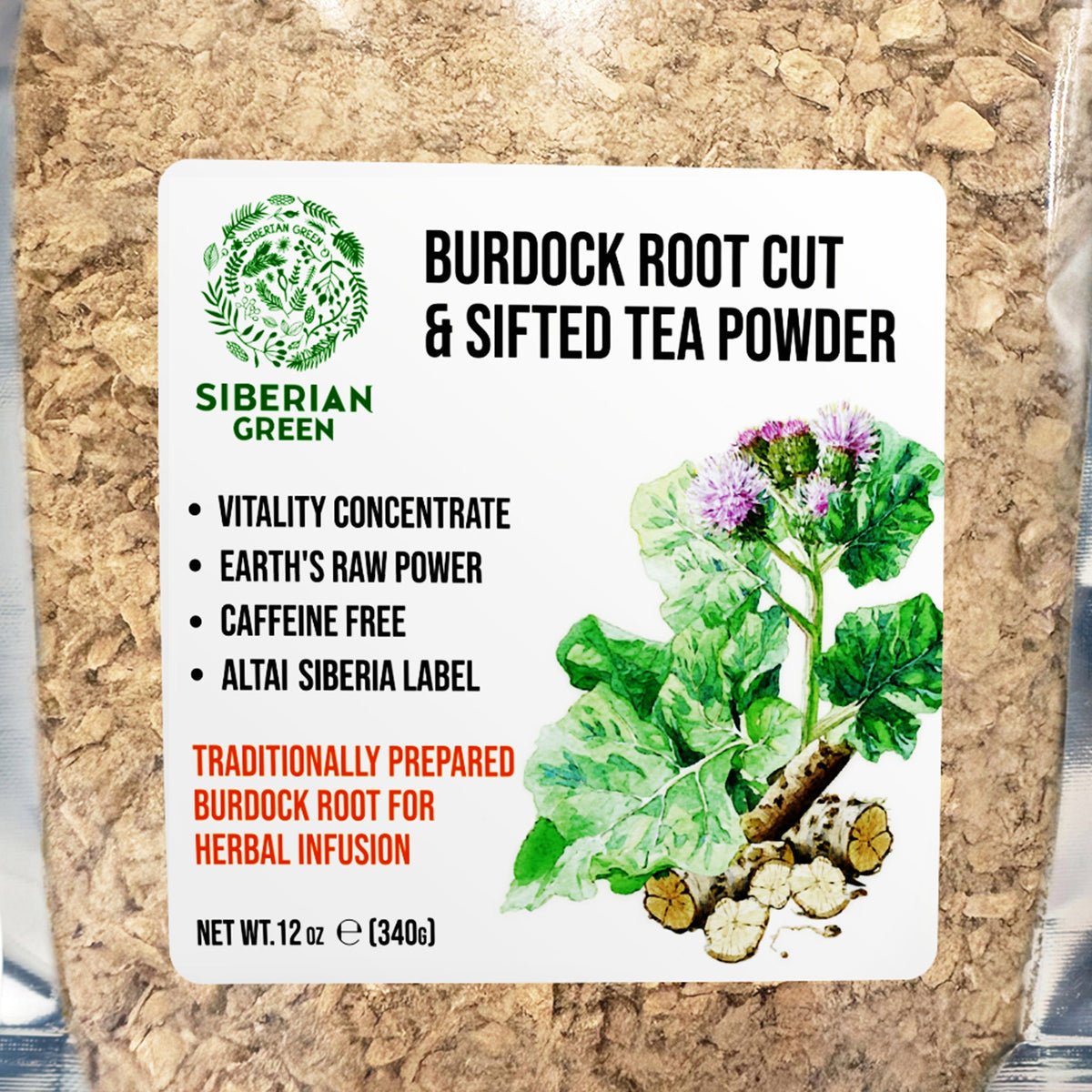 Siberian Burdock Root Cut and Sifted Coarse Powder Tea 12 oz (340g) Traditional Skin Hair Detox Arctium lappa
