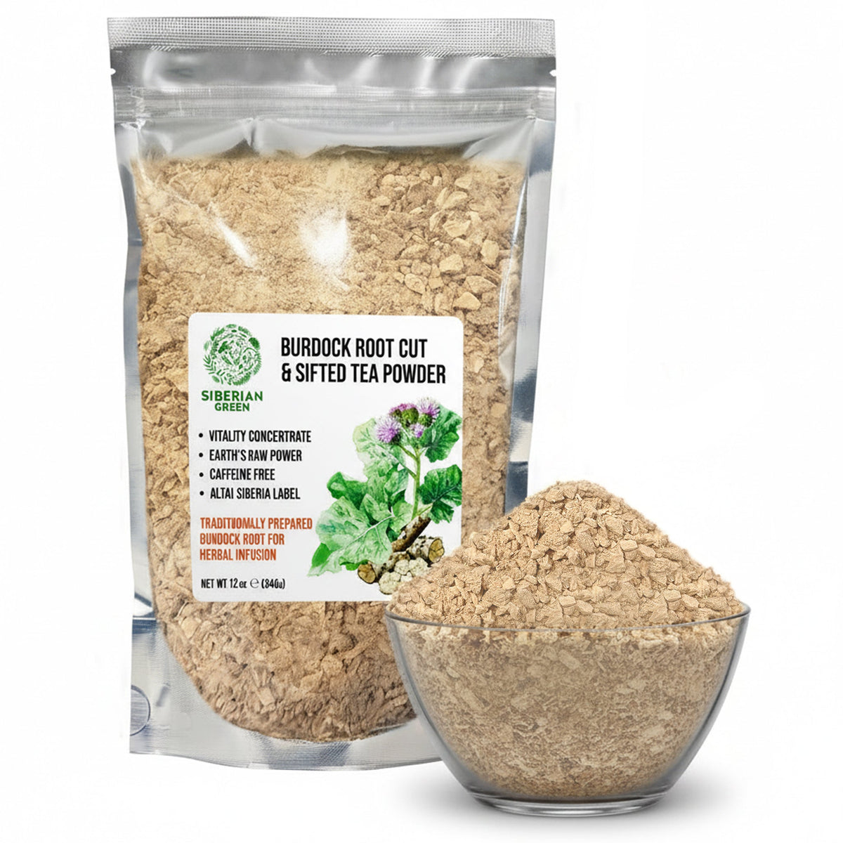 Siberian Burdock Root Cut and Sifted Coarse Powder Tea 12 oz (340g) Traditional Skin Hair Detox Arctium lappa