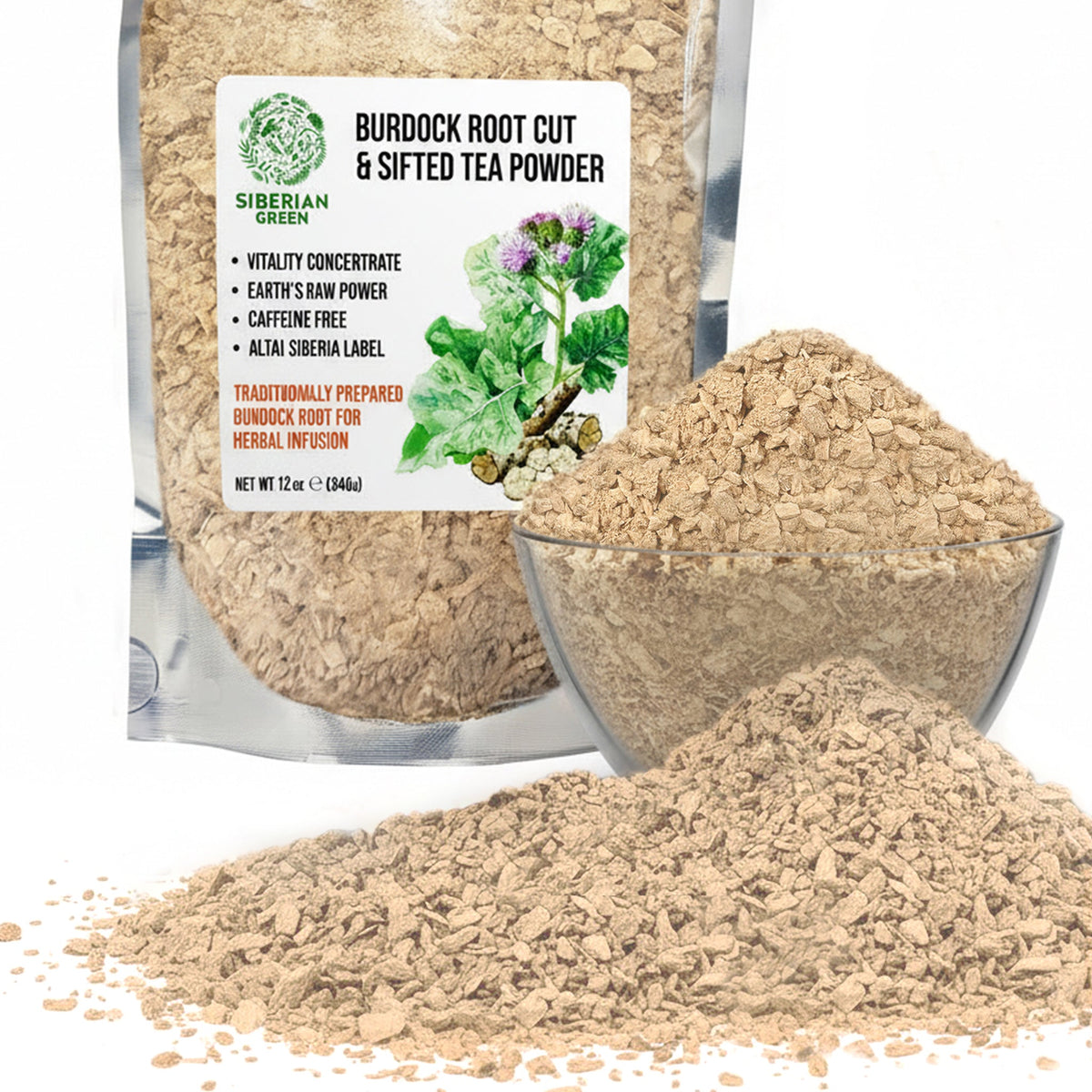 Siberian Burdock Root Cut and Sifted Coarse Powder Tea 12 oz (340g) Traditional Skin Hair Detox Arctium lappa