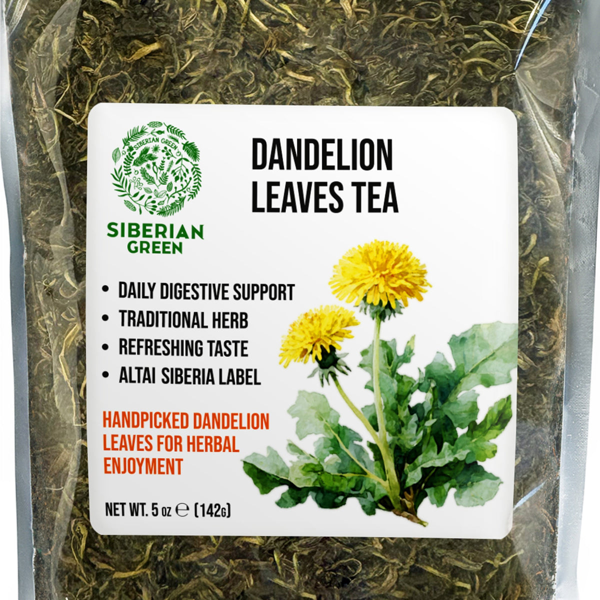 Siberian Green Dandelion Leaf Tea 142g Herbal Tea for Digestion Bloating Liver Wellness and Daily Balance UK