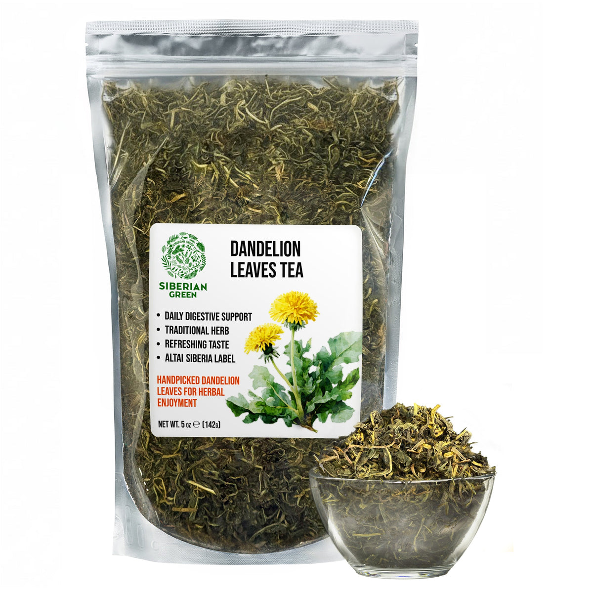 Siberian Green Dandelion Leaf Tea 142g Herbal Tea for Digestion Bloating Liver Wellness and Daily Balance UK