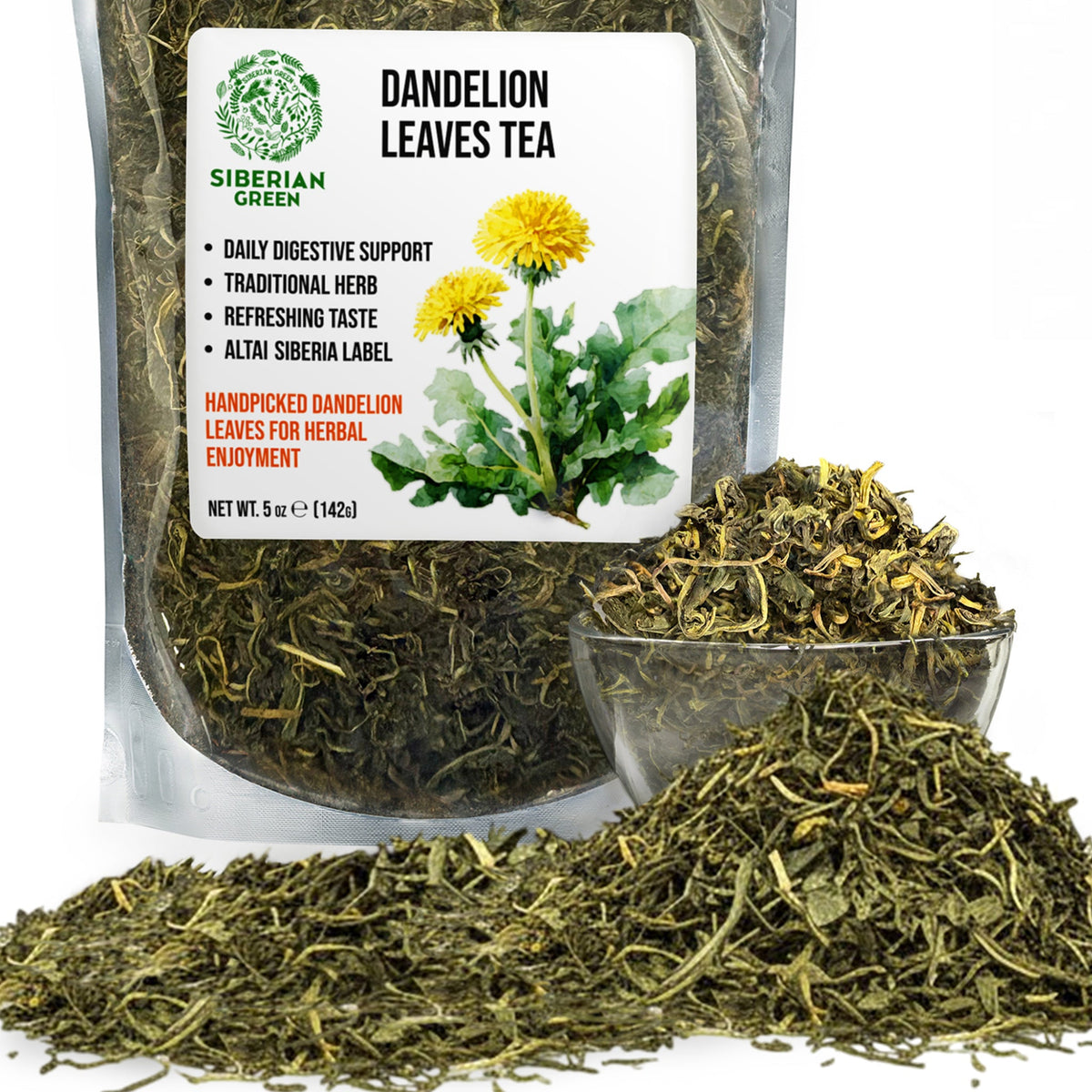 Siberian Green Dandelion Leaf Tea 142g Herbal Tea for Digestion Bloating Liver Wellness and Daily Balance UK