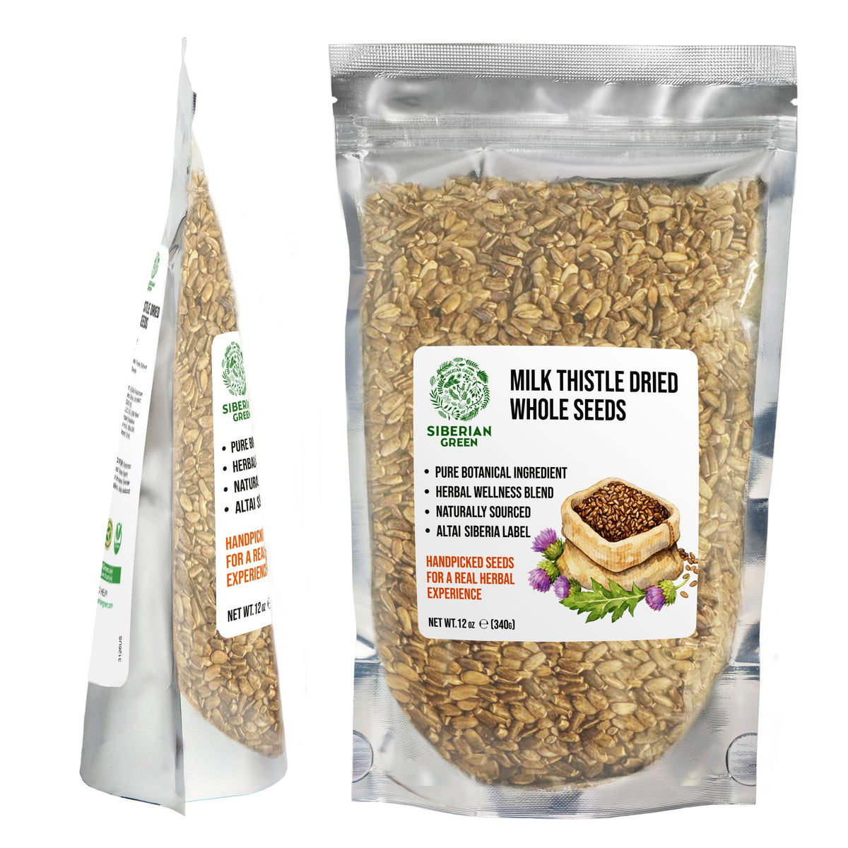 Siberian Green Milk Thistle Dried Whole Seeds Silybum marianum Antioxidant-Rich – 340g (12 oz)