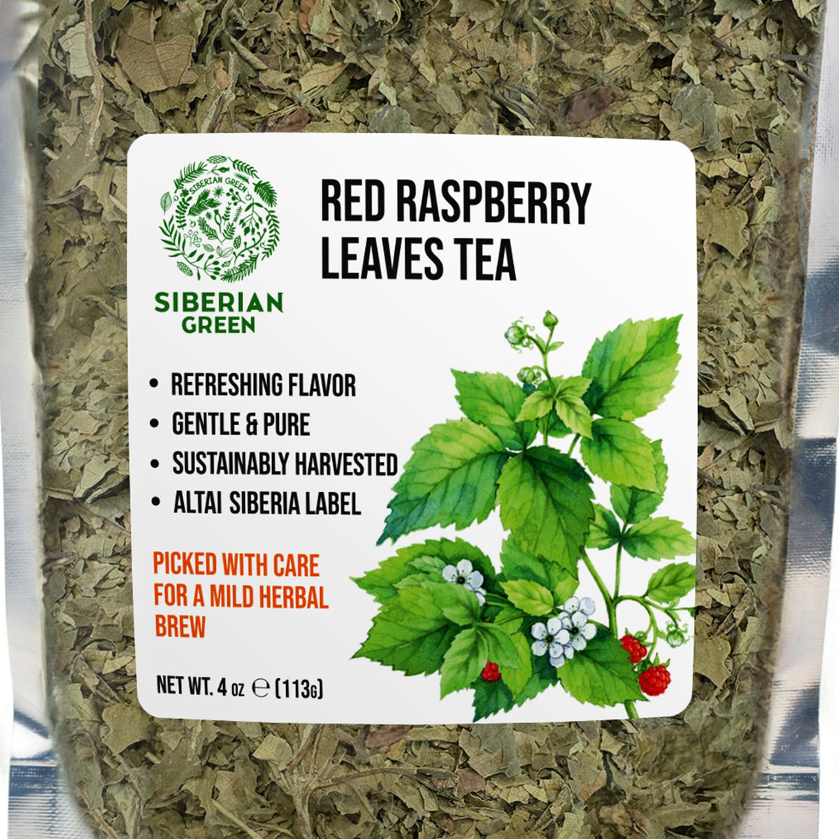 Siberian Green Red Raspberry Leaf Sweet Herbal Tea for Women Wellness Relaxation and Calm UK 113g