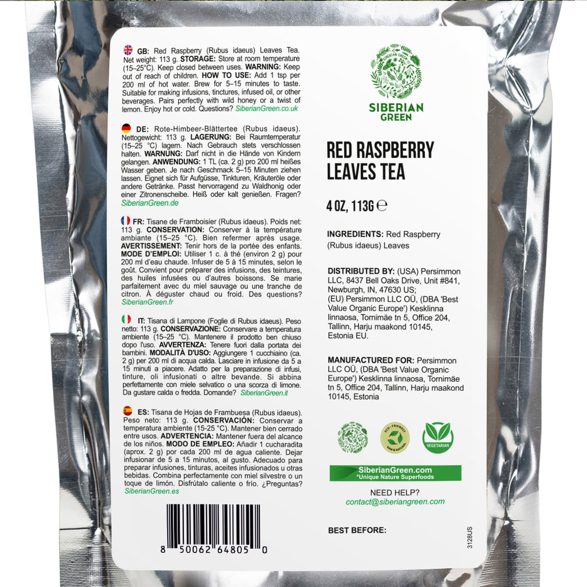 Siberian Green Red Raspberry Leaf Sweet Herbal Tea for Women Wellness Relaxation and Calm UK 113g