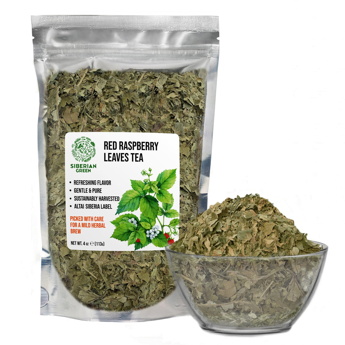 Siberian Green Red Raspberry Leaf Sweet Herbal Tea for Women Wellness Relaxation and Calm UK 113g