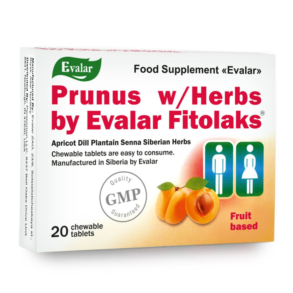Prunus with Herbs by Evalar Fitolaks 20 Tabs