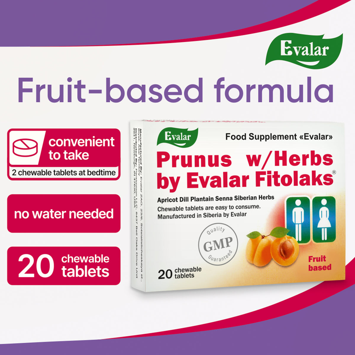 Prunus with Herbs by Evalar Fitolaks 20 Tabs