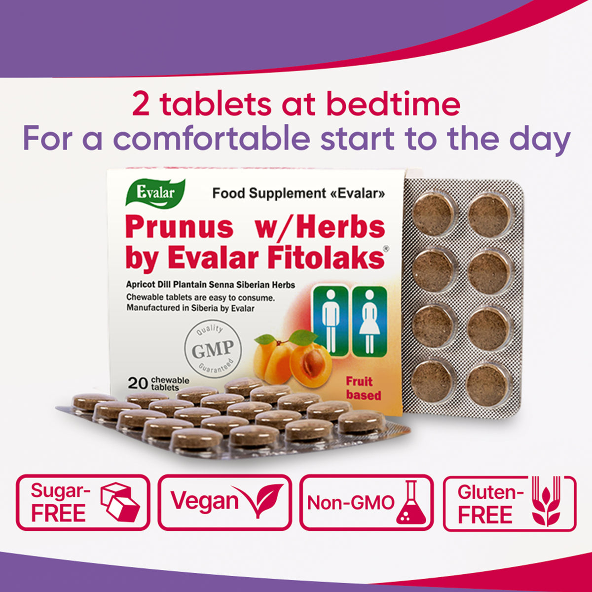 Prunus with Herbs by Evalar Fitolaks 20 Tabs