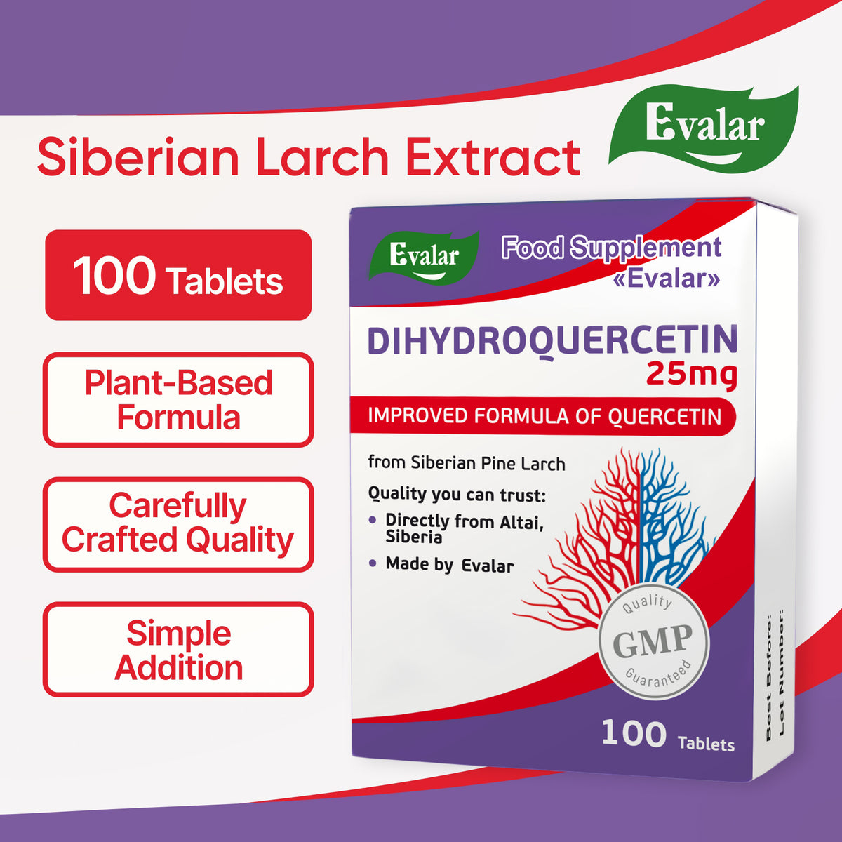 Siberian Pine Larch by Evalar Dihydro Quercetin 100 Tabs