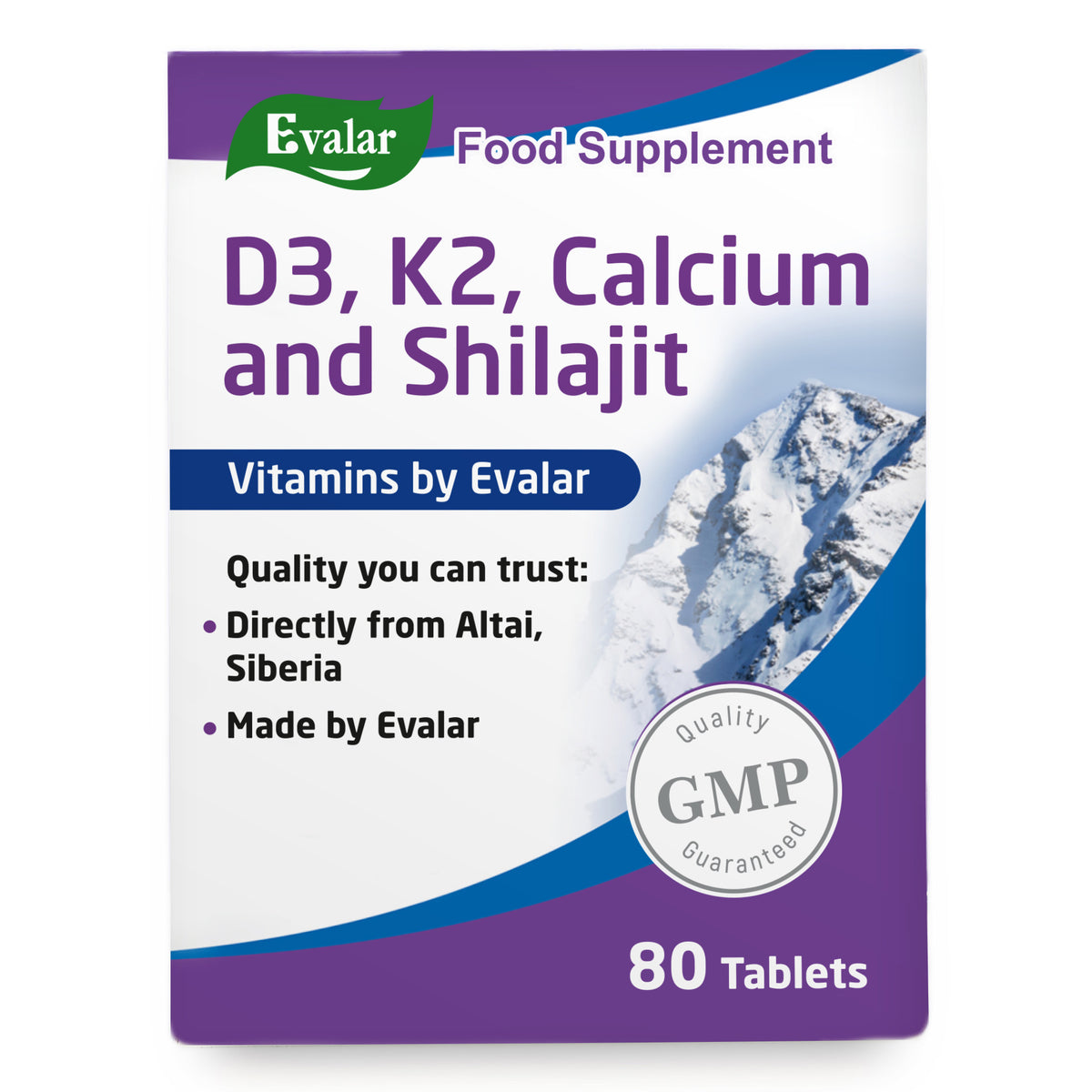 Mountain Calcium Vitamins with Shilajit – 80 Tablets