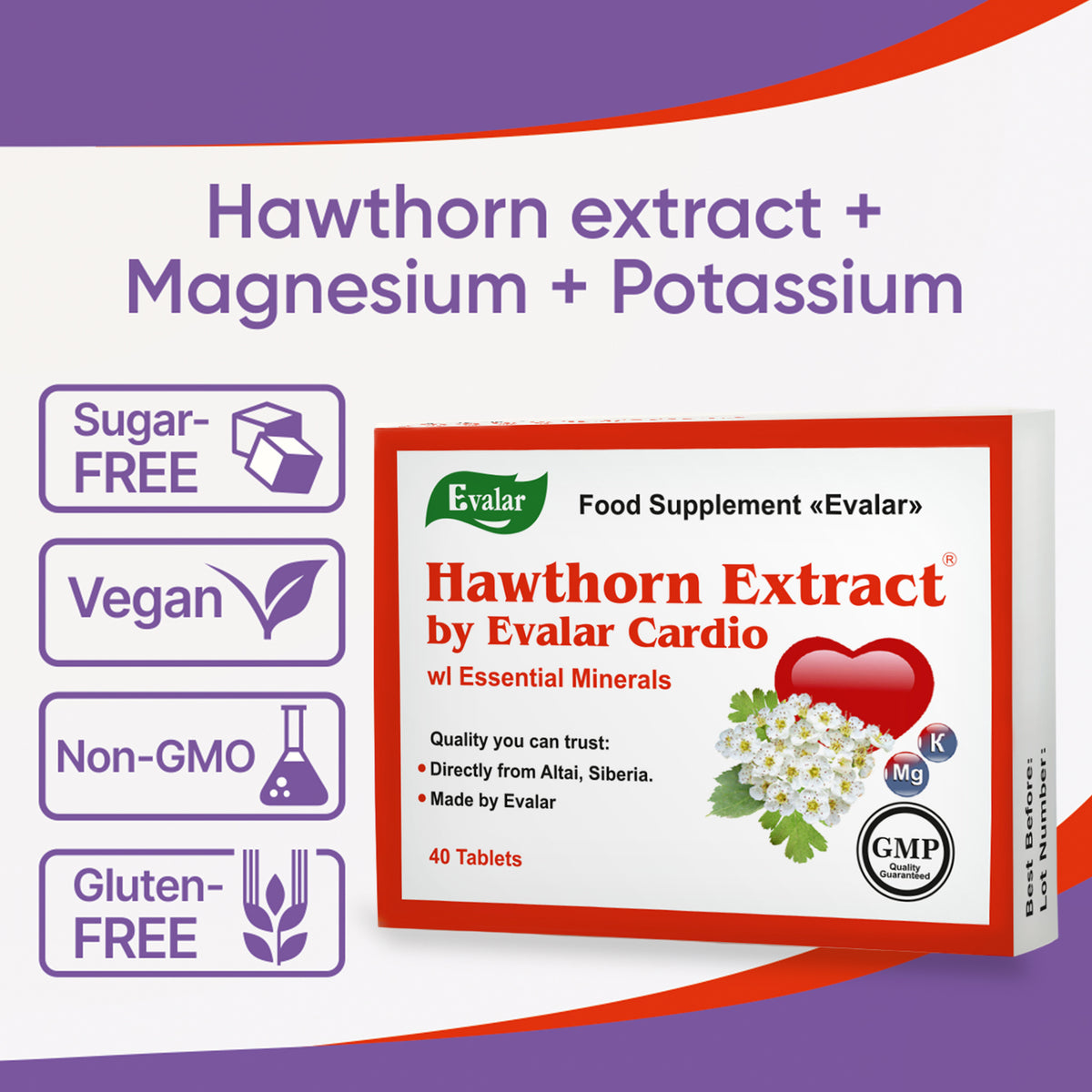 Hawthorn Extract with Essential Minerals by Evalar 40 Tabs