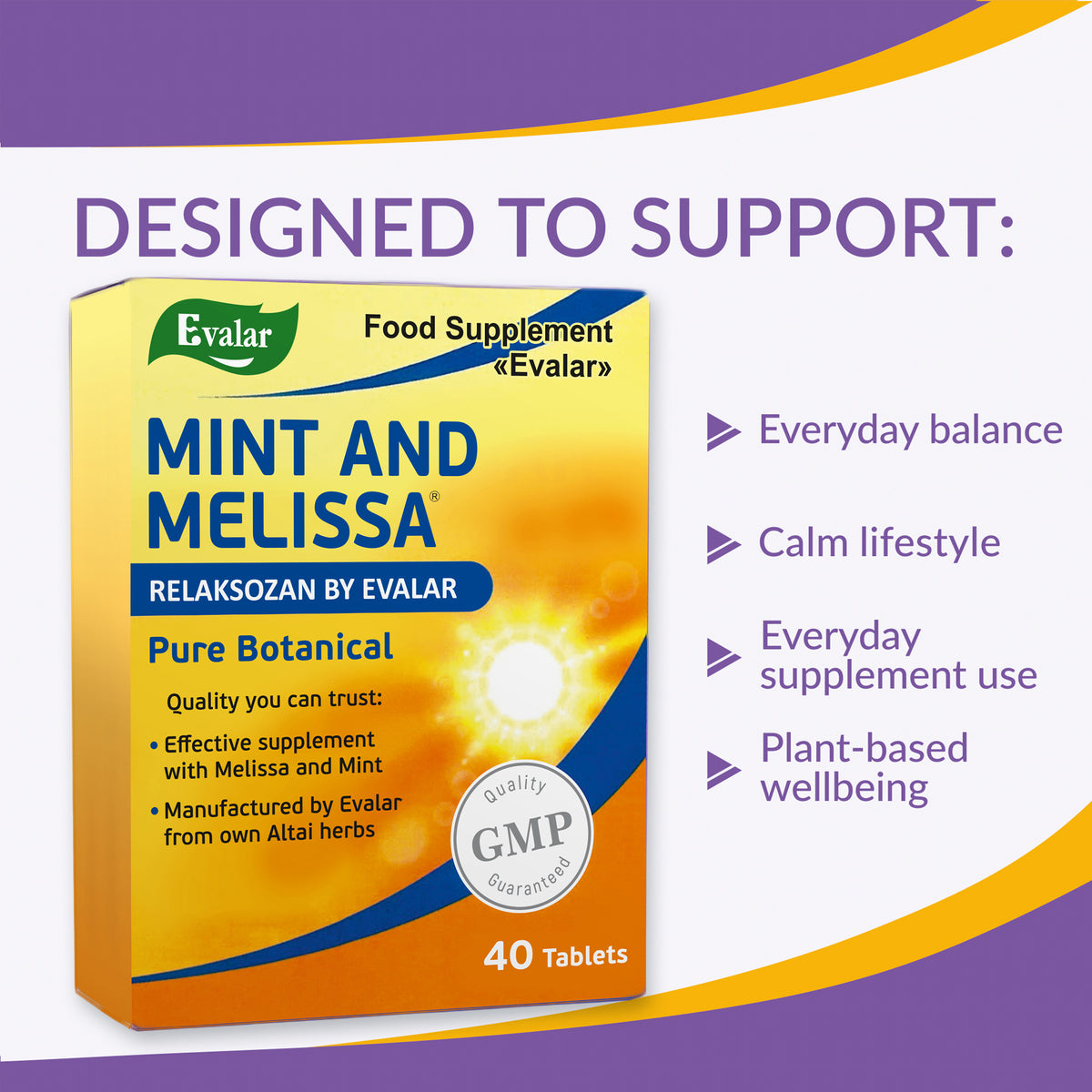 Mint Melissa Herbs by Evalar 40 Tabs