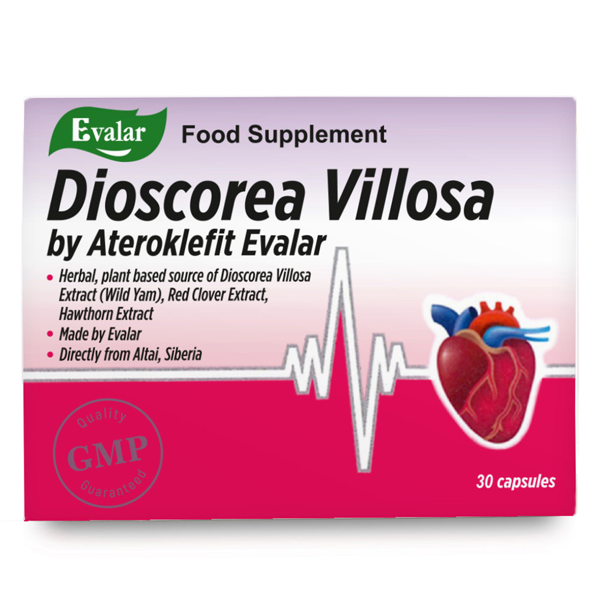 Dioscorea Villosa Wild Yam Red Clover by Evalar Ateroklefit Herb 30 Caps